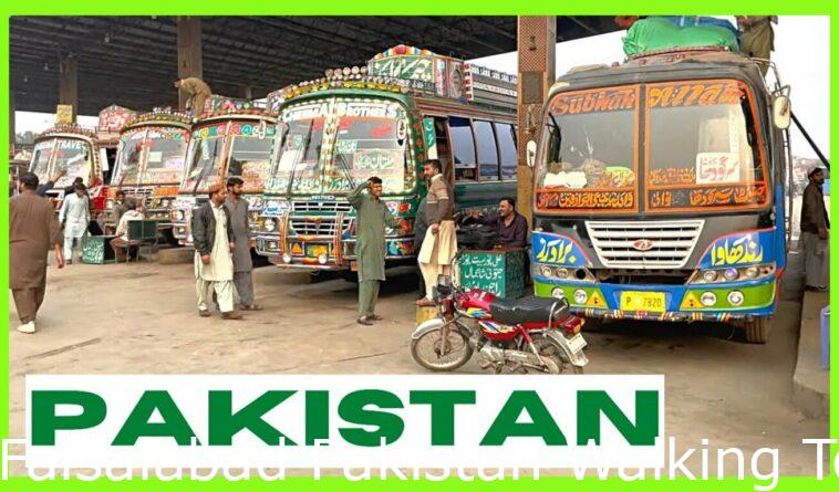 Faisalabad Pakistan Walking Tour BUSY LOCAL BUSS STATION