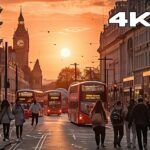 London Night Walking Tour in 4K 60FPS HDR with 3D SOUND
