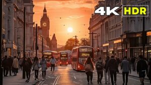 London Night Walking Tour in 4K 60FPS HDR with 3D SOUND