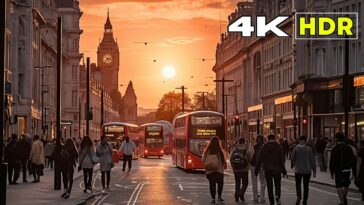 London Night Walking Tour in 4K 60FPS HDR with 3D SOUND