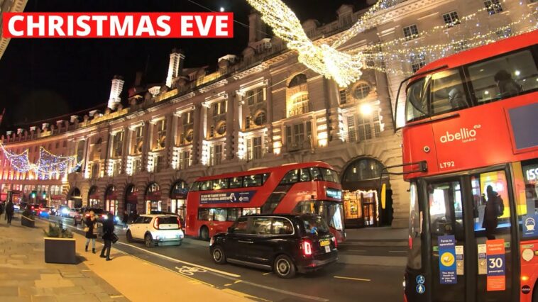 London Walk - Oxford Street - Regent Street - Trafalgar Square | Christmas EVE