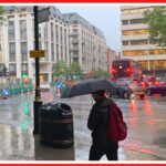Walking in heavy RAIN in London | London Rain Walk ASMR Drops