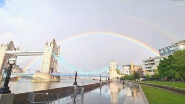 DOUBLE Rainbow 🌈 - Tower Bridge London | Rain 🌧 Walking