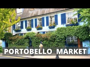 London England, Portobello Road Market and Notting Hill Walking Tour 4K