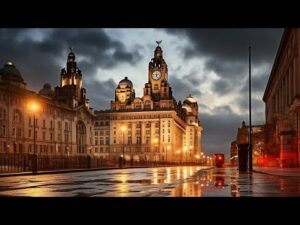 Liverpool on a COLD and WET night | 4K rainy walking tour of Liverpool